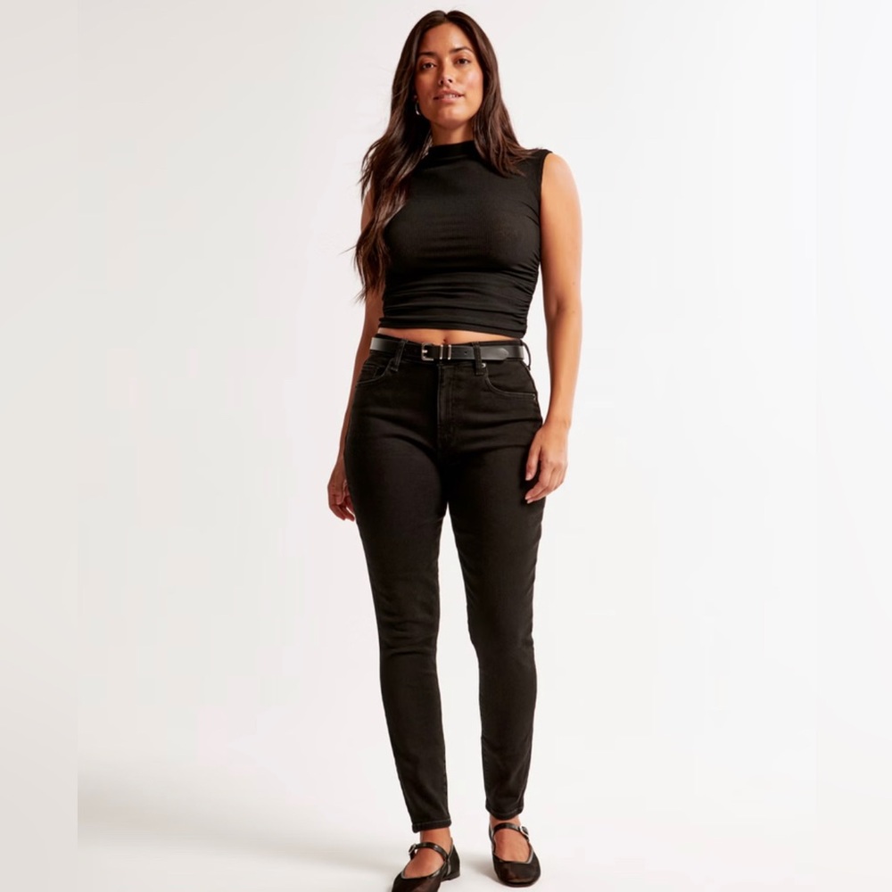 Abercrombie & Fitch Women's High Rise Super Skinny Ankle Black Skinny Jeans 29